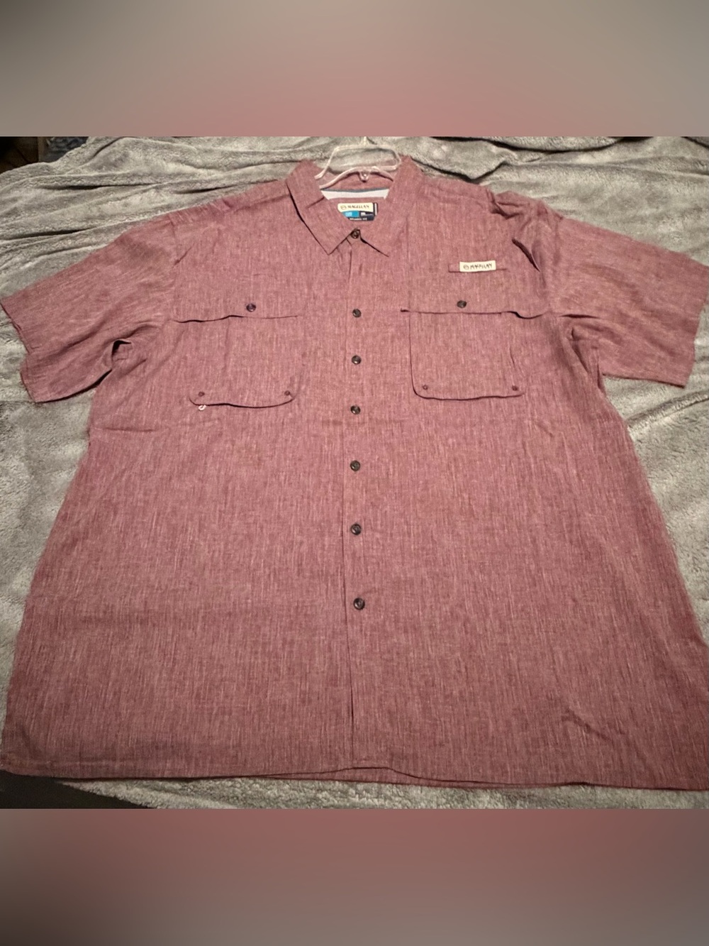 Magellan Outdoors Men's Short-Sleeve Button Down Shirt - Maroon